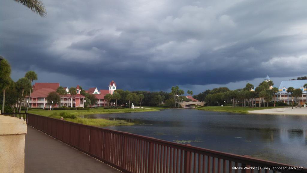 Caribbean Beach Resort with storm clouds
